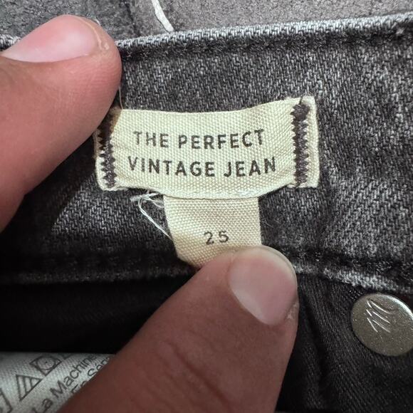 Madewell Perfect Vintage Jeans 25 Black High Rise Crop Straight Distressed - Picture 6 of 8